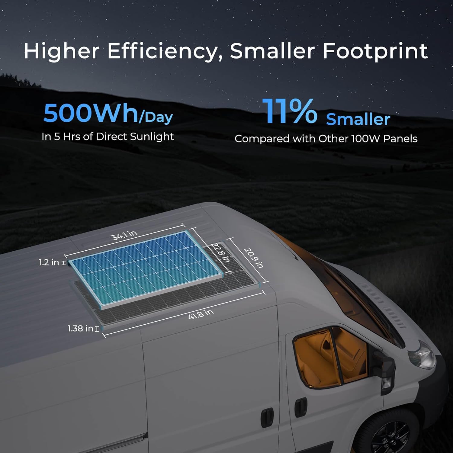 Renogy 100 Watt Solar Panel N-Type, 16BB 25% High-Efficiency - Image 3