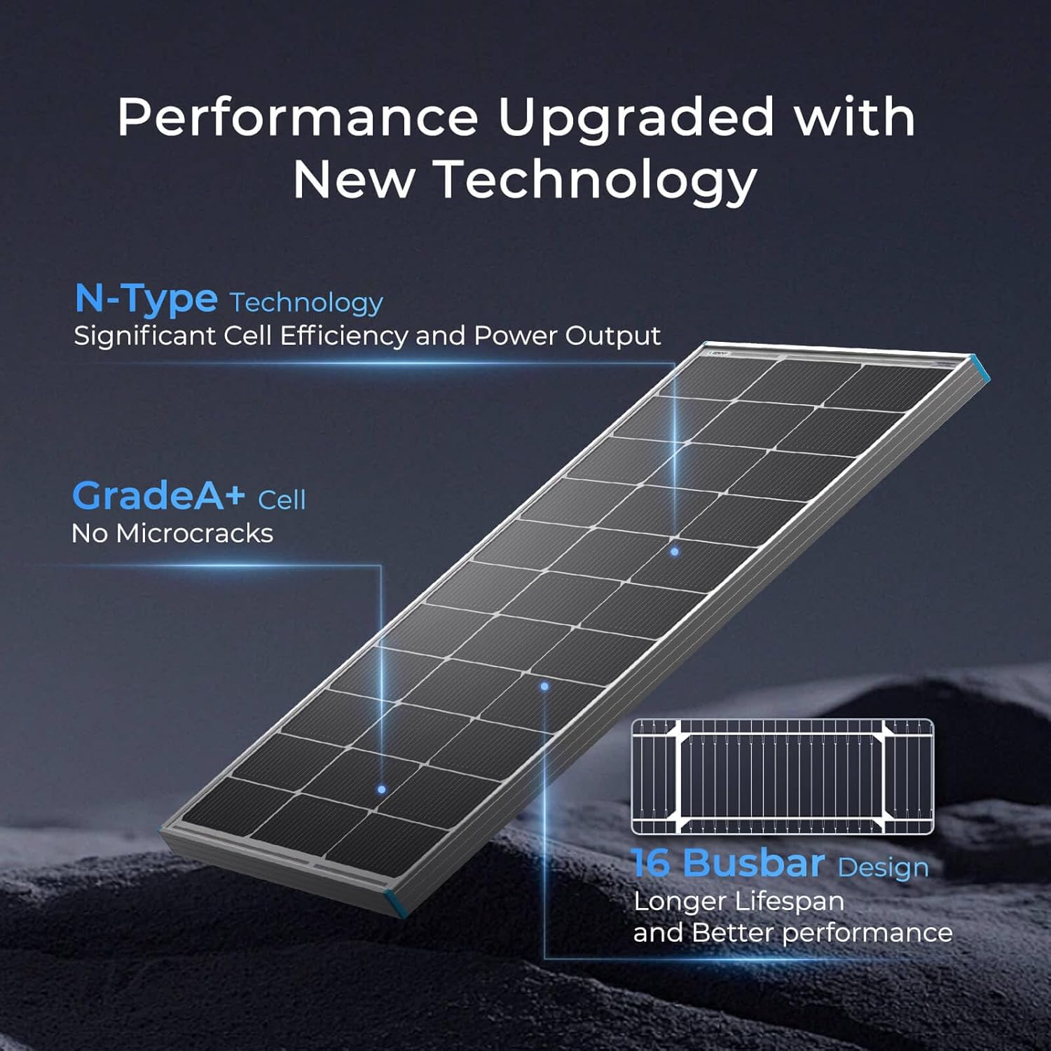 Renogy 100 Watt Solar Panel N-Type, 16BB 25% High-Efficiency - Image 4