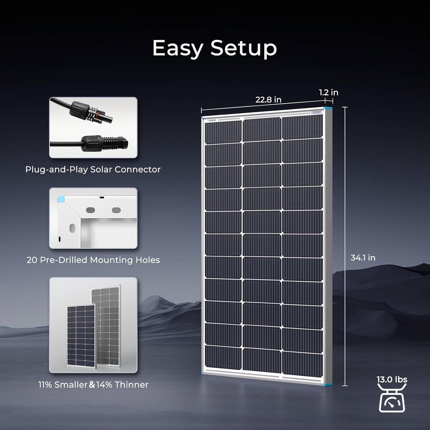 Renogy 100 Watt Solar Panel N-Type, 16BB 25% High-Efficiency - Image 8