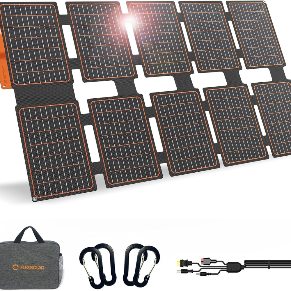FlexSolar 100W Foldable Portable Solar Panel Charger IP67 Waterproof