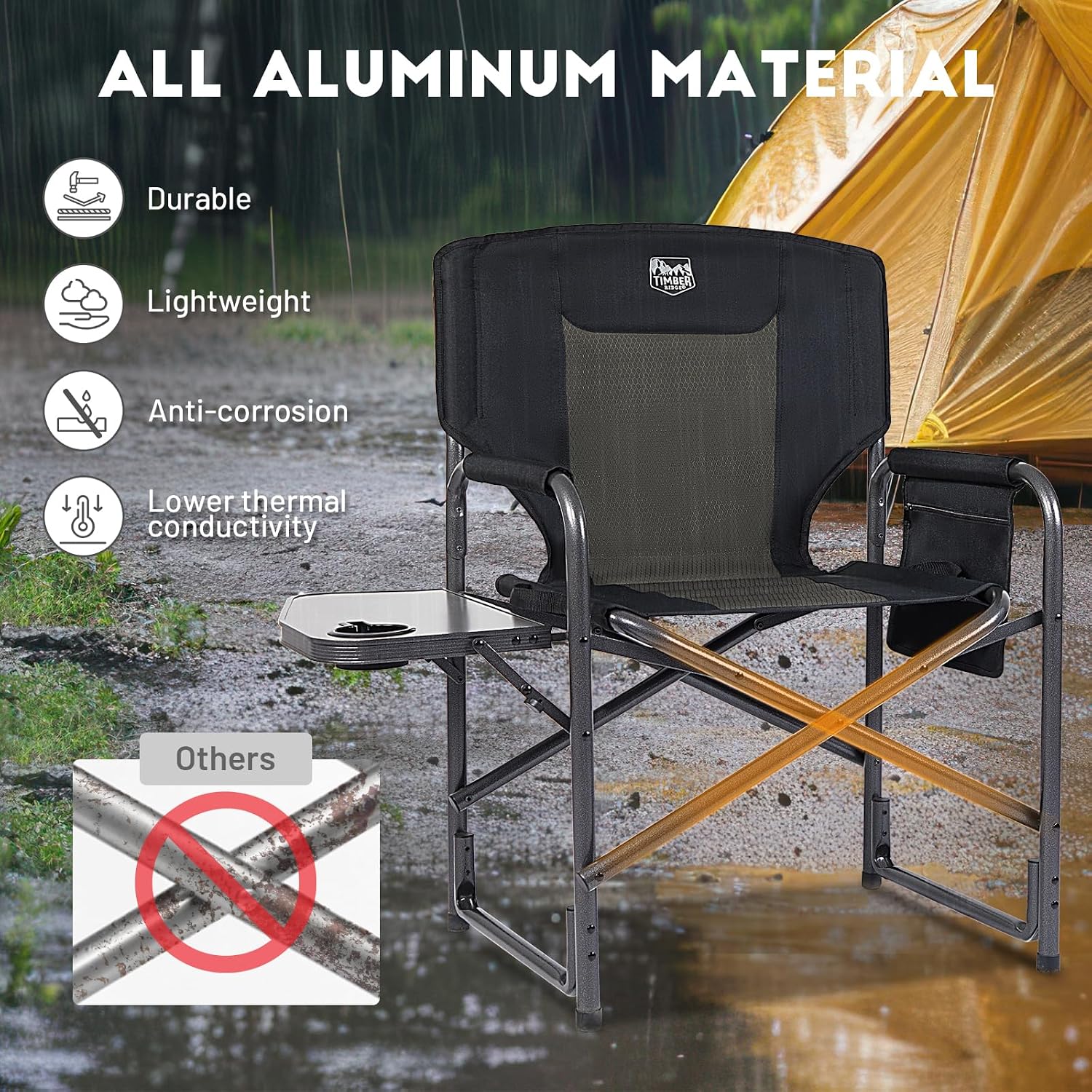 TIMBER RIDGE Aluminum Oversized Camping Chair, Support 400lbs - Image 5