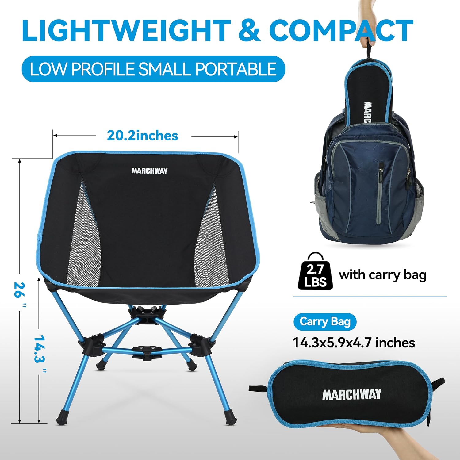 MARCHWAY Lightweight Folding Camping Chair, Compact Stable, Holds 330 lbs - Image 3