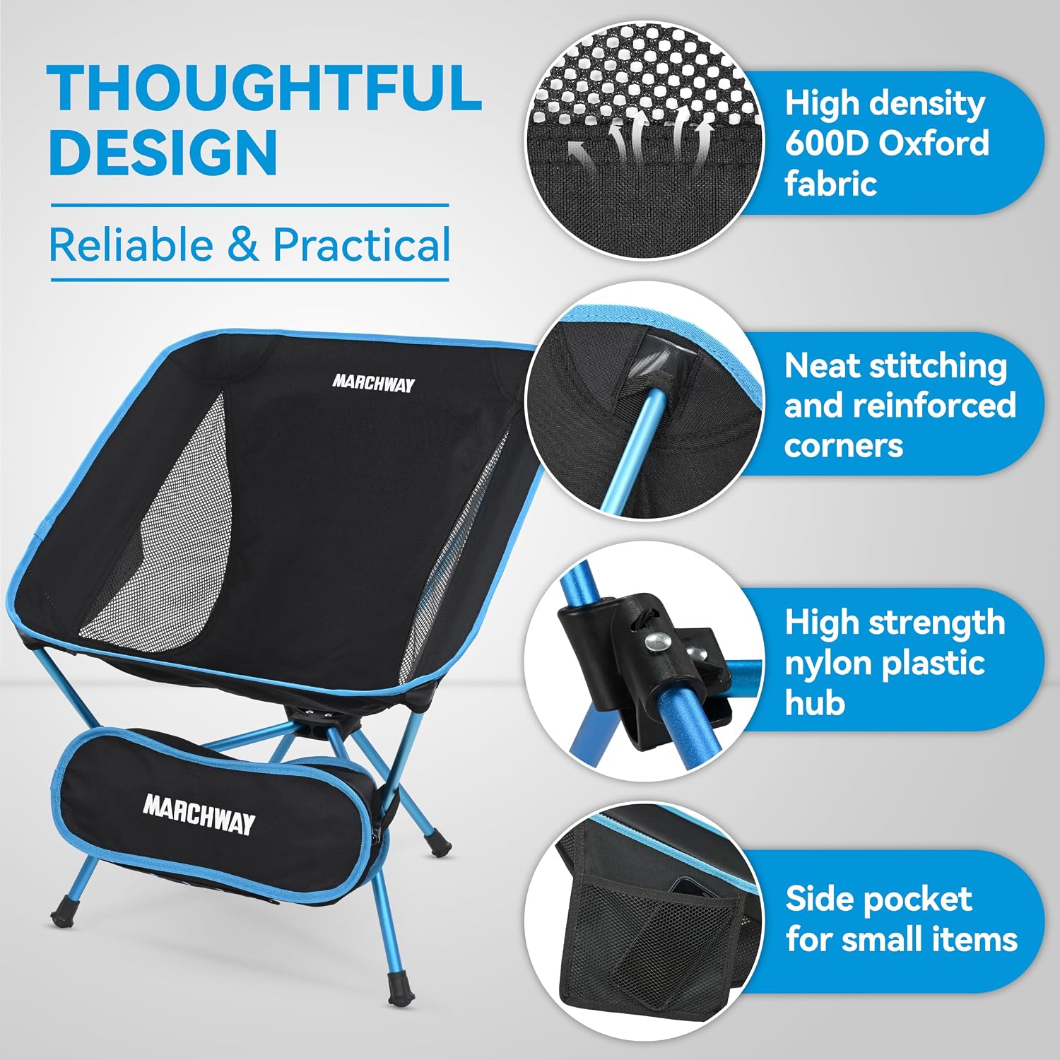 MARCHWAY Lightweight Folding Camping Chair, Compact Stable, Holds 330 lbs - Image 5