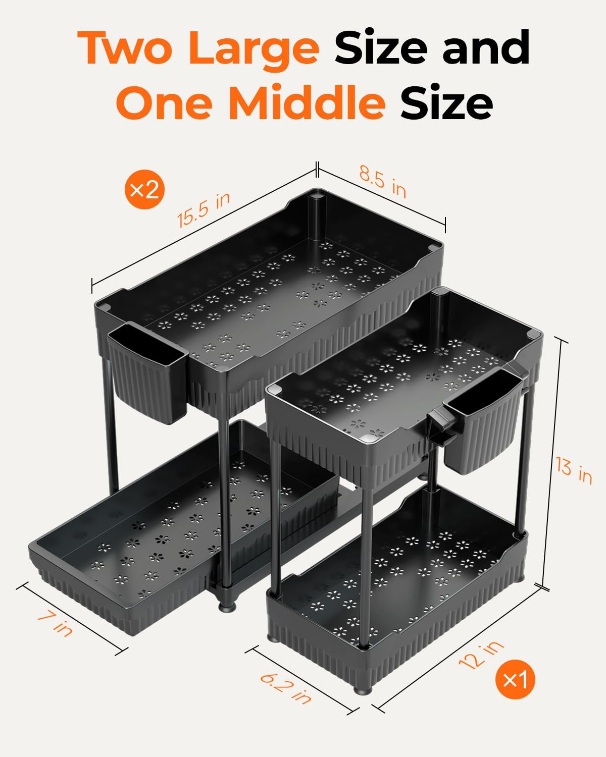 Sevenblue 3-Pack 2-Tier Under Sink Organizers with Sliding Drawers - Image 3